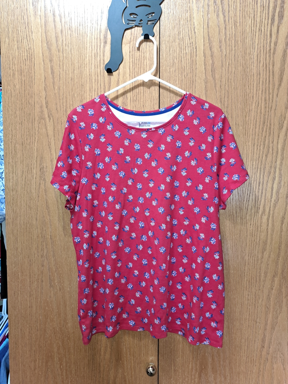 Croft & Barrow Red Floral Short Sleeve Tee